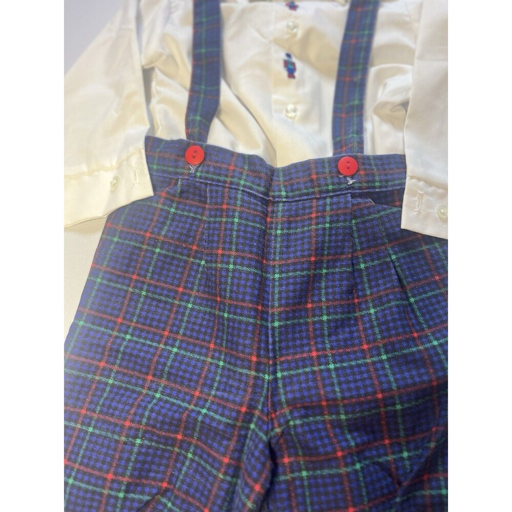 Vintage Great Guy Infant Nutcracker Embroidered Plaid Suspender Outfit USA 18M - Picture 9 of 15